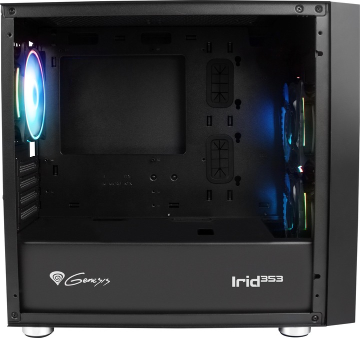 Actual product image Natec GENESIS Irid 353 ARGB - Micro Tower - PC - Acrylonitrile Butadiene Styrene (ABS) - S (ATX, Mini-ATX)