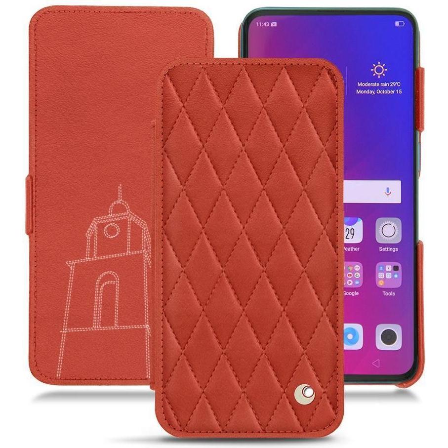 Noreve Lederschutzhülle horizontal (Oppo Find X), Smartphone Hülle, Orange