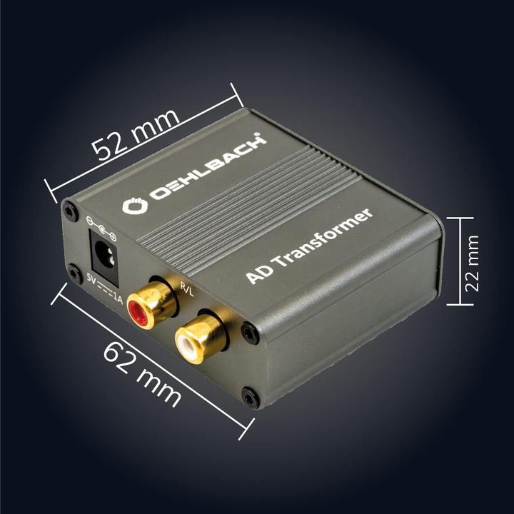 Produktbild Oehlbach AD Transformer Stereo Audio Signal Converter Analog to Digital Converter RCA to Coaxial RCA (Analog -> Digital)