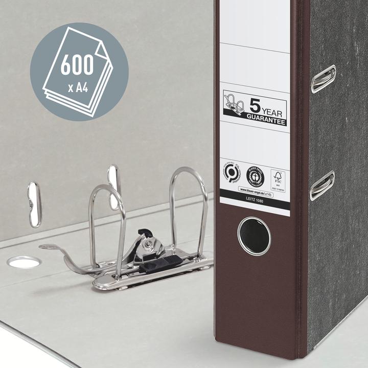 Produktbild Leitz Wolkenmarmor-Ordner, 180 Grad, DIN A4, 80 mm, braun farbiger Rücken, Einband aus Pappe, aussen (A4, 80 mm, 1 Stk.)