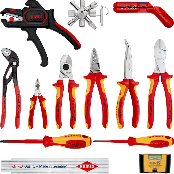 Productafbeelding Knipex Set elektronische tangen met gereedschap voor het werken aan elektronische componenten 00 20 17 (216 mm)