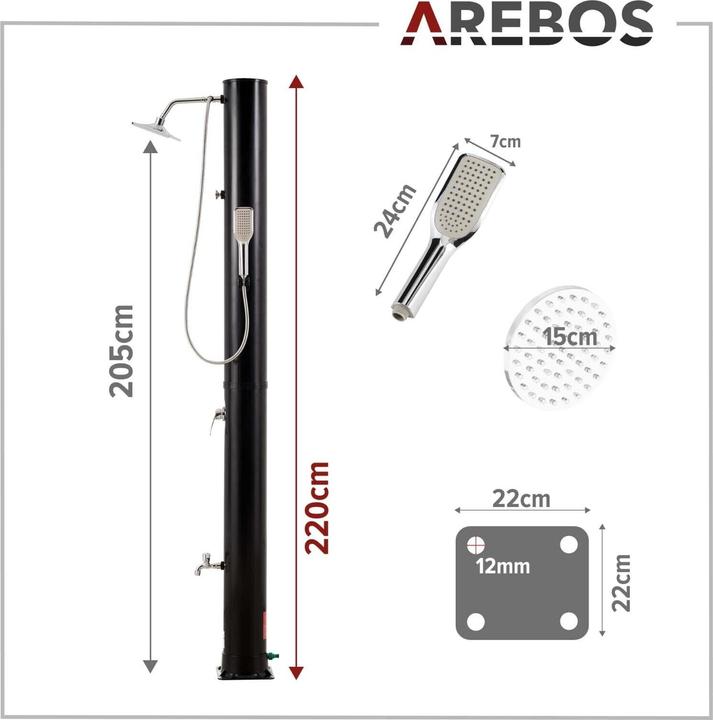 Image du produit Arebos Douche solaire avec plaque de sol
