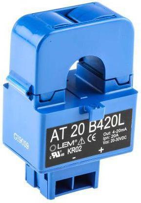 Produktbild LEM AT Series Current Transformer, 20A Input, 20:1, 4... 20 mA Output, 16mm Bore, 20... 30 V dc