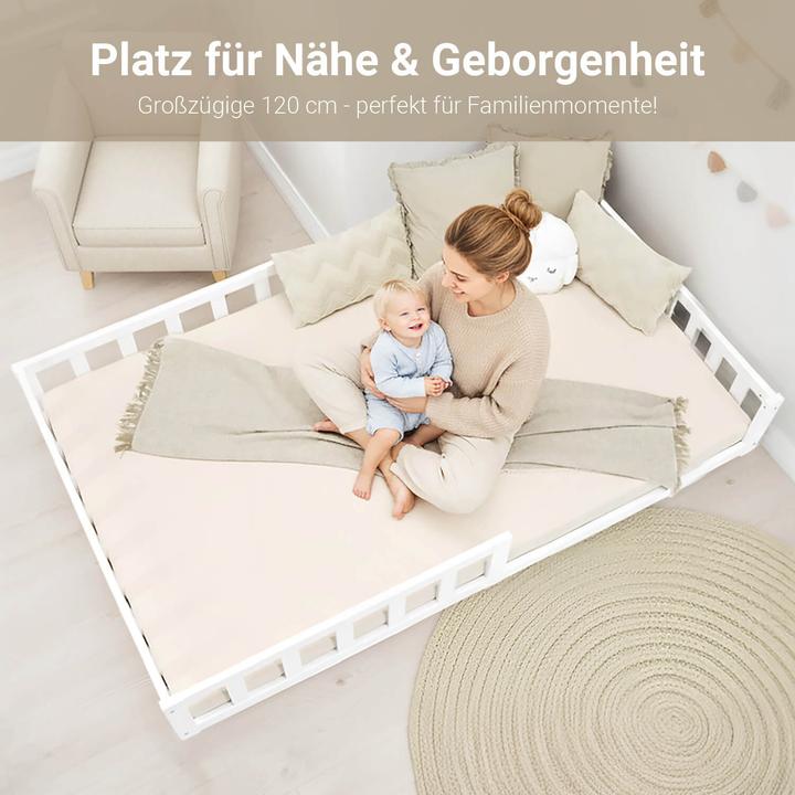 Immagine prodotto Homestyle4u Kinderbett mit Matratze & Lattenrost Rausfallschutz (120 x 200 cm)