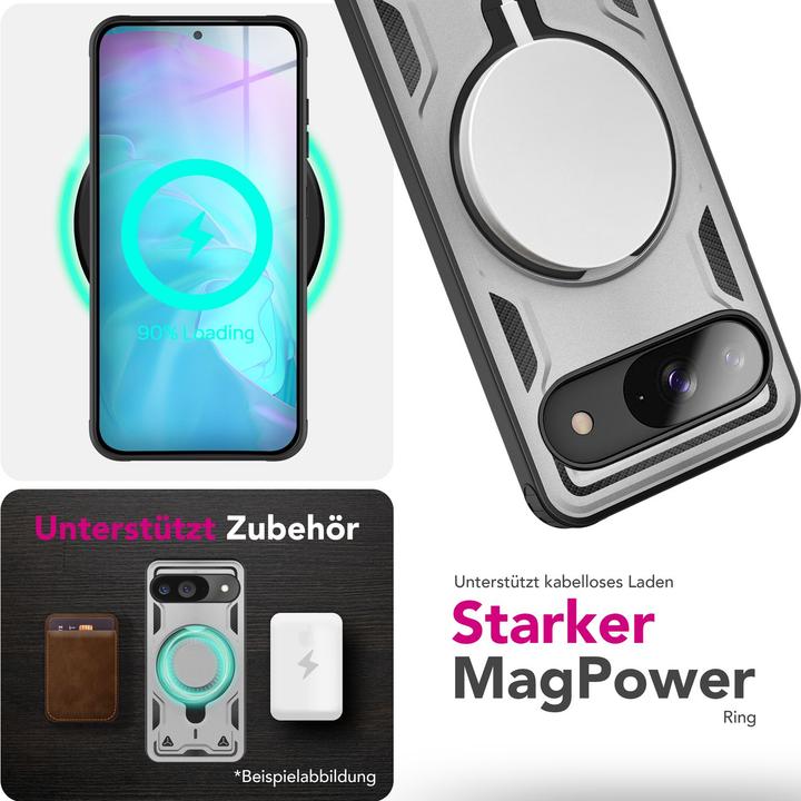 Produktbild Nalia Stormguard - Stabile Panzer Hülle mit MagSafe & 360-Grad Ringhalter - Military Cover (Google Pixel 9)