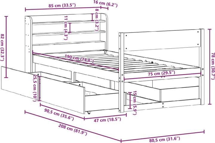 Image du produit vidaXL Bettgestell (140 x 190 cm)
