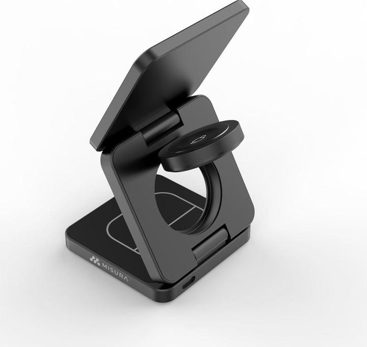 Actual product image Misura MH08 Pro - 3-in-1 Foldable Qi2 Wireless Charger - BLACK