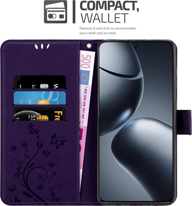 Actual product image Cadorabo Case for Xiaomi 14T Pro Flower Book (Xiaomi 14T Pro)