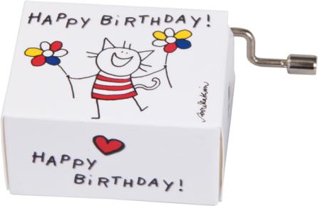 Actual product image Fridolin Musical Clock Cat "Happy Birthday