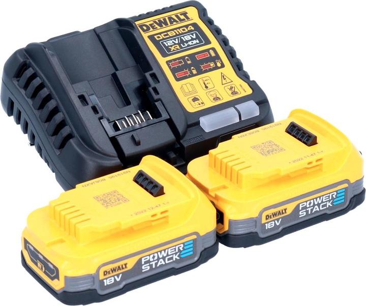 Productafbeelding DeWalt DCB 1104 E2 Accu Startset 12 V / 18 V 2x Powerstack Accu 1,7 Ah + DCB 1104 Lader (12 V)