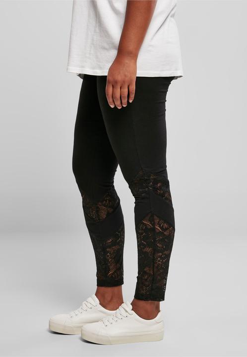 Image du produit Urban Classics Leggings taille haute avec empiècement en dentelle pour femmes (L)