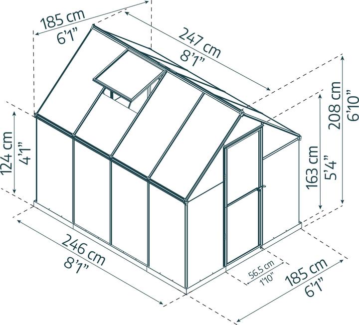 Produktbild Palram Gewächshaus – Canopia Mythos 6x8 Hohlkammerplatten 4 mm 185x247 cm Aluminium