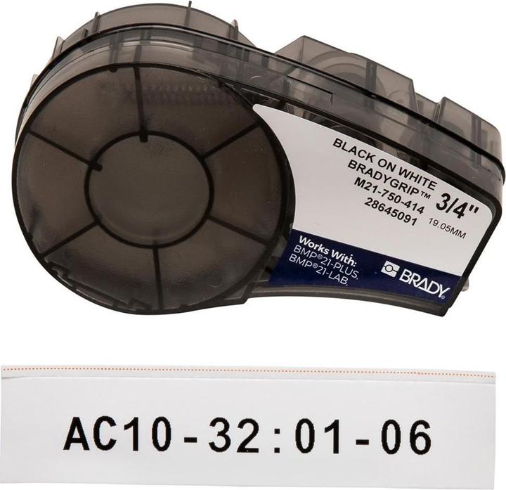 Produktbild Brady M21-750-414, BradyGrip-Klettband zum Bedrucken, Polyester, Schwarz auf weiss, 19.05 mm x 3.04 (1.91 cm)
