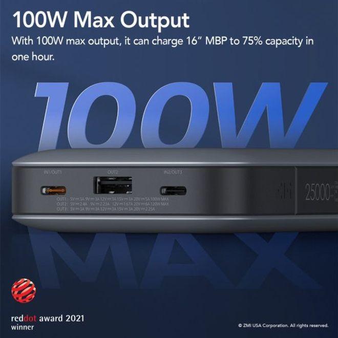 Produktbild ZMI Powerpack 25000 mAh, 210 W Powerbank (QB826G) (25000 mAh, 100 W, 92.50 Wh)