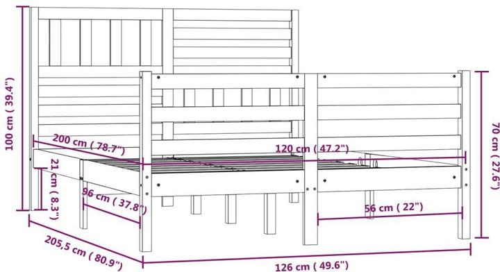 Produktbild vidaXL Bettrahmen (120 x 200 cm)