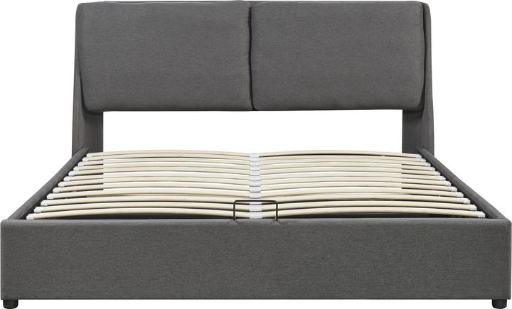 En.Casa Polsterbett Lunner mit Matratze 140x200 cm Dunkelgrau (140 x 200 cm)