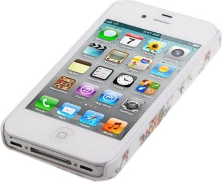 Produktbild König Design Schutzhülle Hard Case Hülle für Handy iPhone 4 & 4S Rosen / Weiss (Apple iPhone 4, LG G4s)
