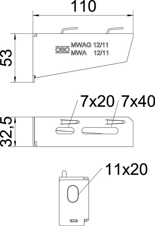 Actual product image OBO Bettermann Wall and support bracket for mesh cable tray 6424400 (Other)
