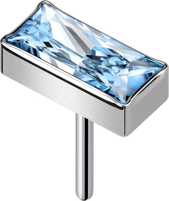 Actual product image Star Piercing Threadless rectangle silver crystal aqua (without brass, Titanium)