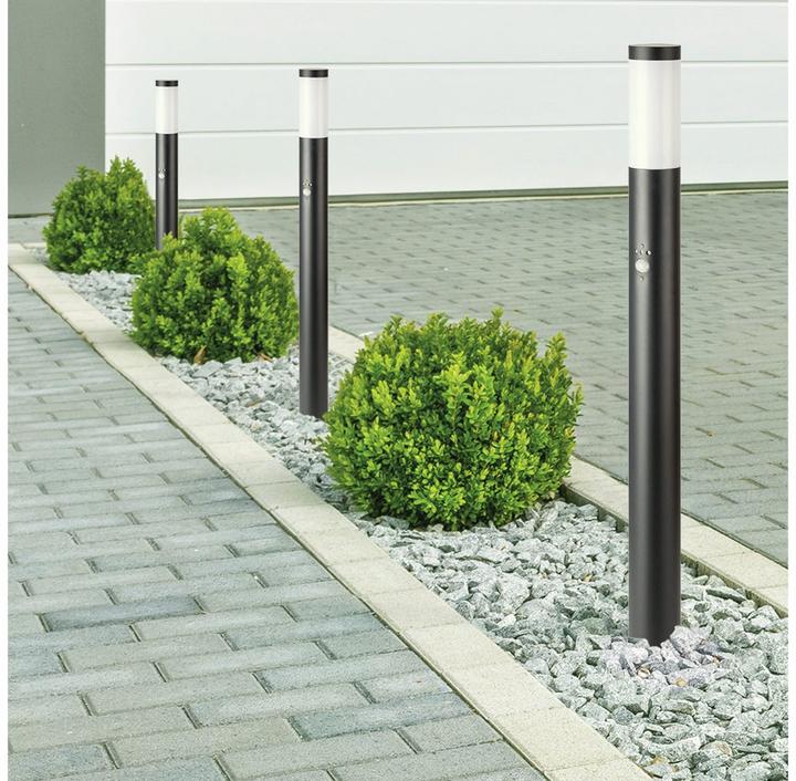 Actual product image V-TAC Bollard outdoor light VT-838, IP44 stainless steel 110 cm, black, PIR sensor (E27, IP44)