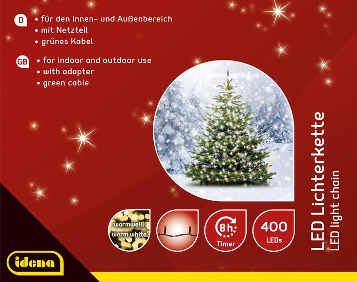 Produktbild Idena LED Lichterkette 400er WW,8h Timer,47,90m (47.90 m)