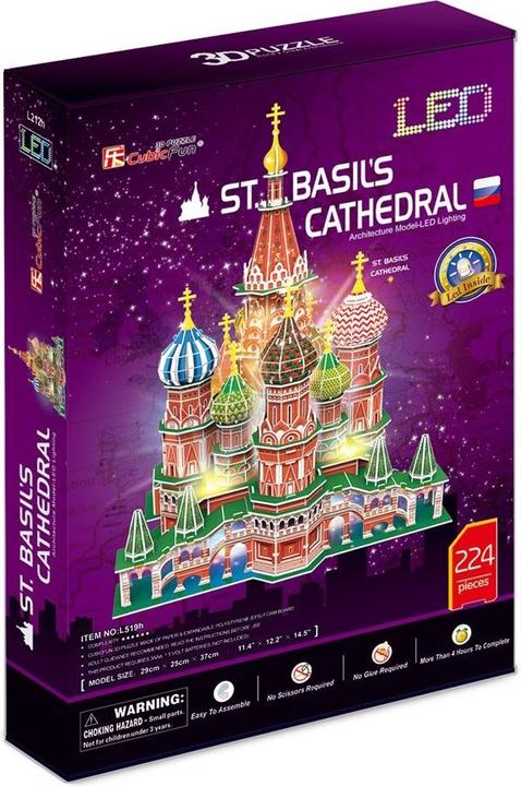 Image du produit Cubicfun 3D siaurapjūklis "Šv. Bazilio katedra" (LED) (224 pièces)