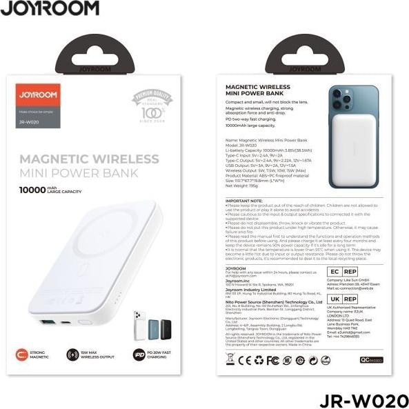 Produktbild Joyroom Mini Magnetic (10000 mAh, 20 W, 15 Wh)