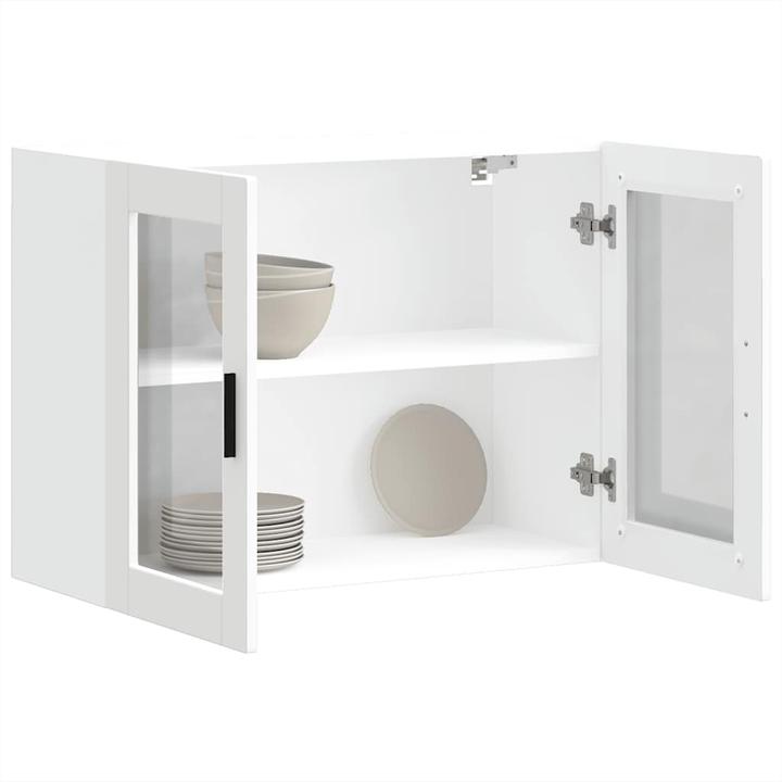 Image du produit VidaXL Armoire suspendue de cuisine avec porte vitrée Porto Blanc Armoire murale de cuisine (80 x 31 x 60 cm)