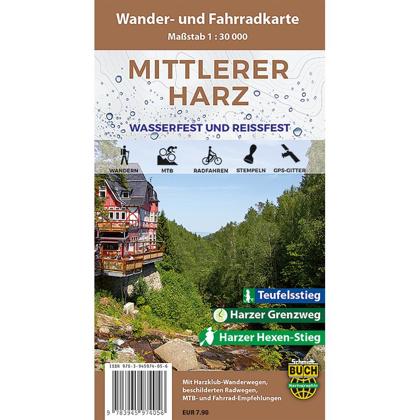 Mittlerer Harz Wander- und Fahrradkarte 1 : 30 000 30000, Landkarte