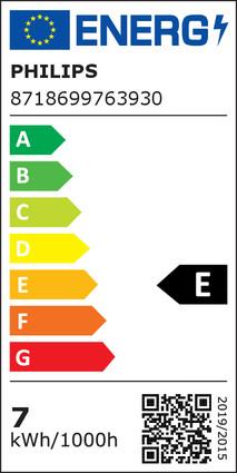 Energy Label Philips Lamp (E27, 7 W, 806 lm, 3 x, E)