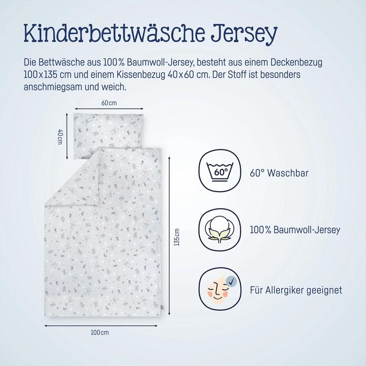 Productafbeelding Julius Zöllner Kinderbeddengoed Jersey Savannah Grijs 100 x 135 + 40 x 60 cm (100 x 135 cm, 40 x 60 cm)