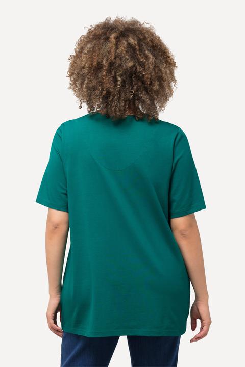 Immagine prodotto Ulla Popken T-shirt dal taglio svasato con scollo a tunica e mezze maniche (42, 44)