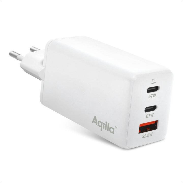 Aqiila Chargebird W3 - GaN Muurlader, 65W PD - Wit (65 W, 3 ports)