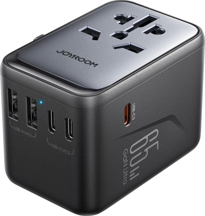 Actual product image Joyroom 65W GaN Universal Travel Adapter 3 USB-C & 2 USB-A
