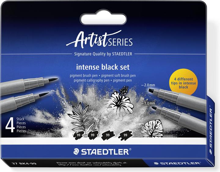 Produktbild Staedtler Fasermaler Pigment Arts Brush Pen Intense Black (4x)
