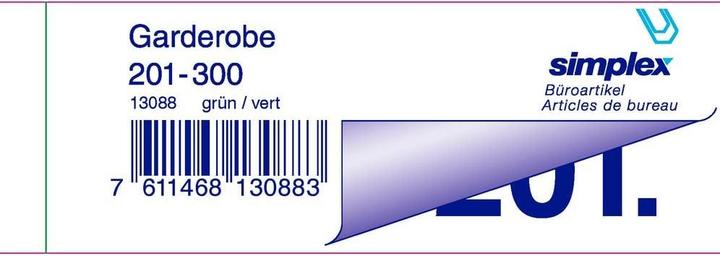 Actual product image Simplex cloakroom blocks (100x)