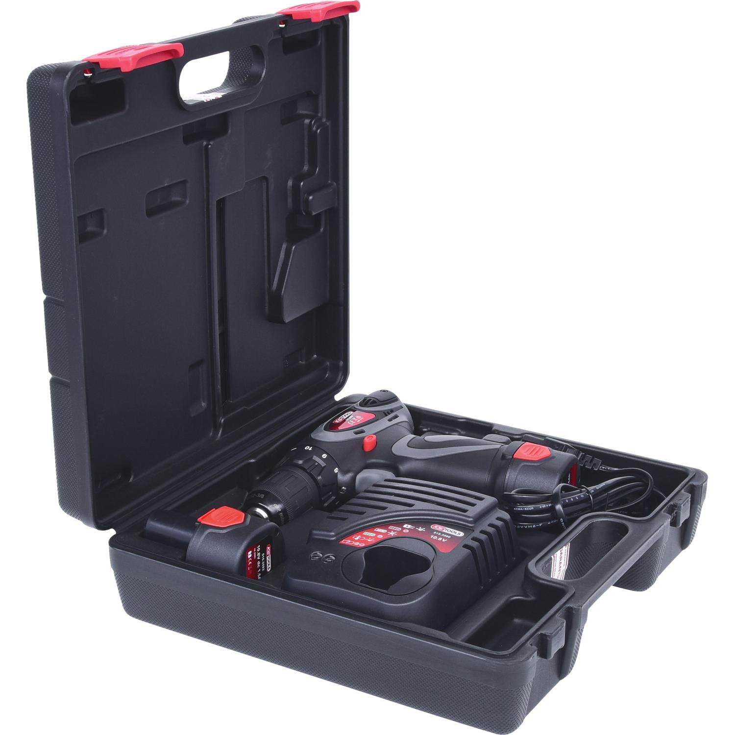 KS Tools, Bohrmaschine + Akkuschrauber, Akku-Bohr-Schrauber, 24Nm, 1.870 U/min 10,8V, mit 2 Akkus und 1 Ladegerät (Akkub...