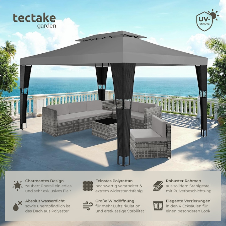 Image du produit tectake Pavillon de jardin en rotin (400 cm, 300 cm)