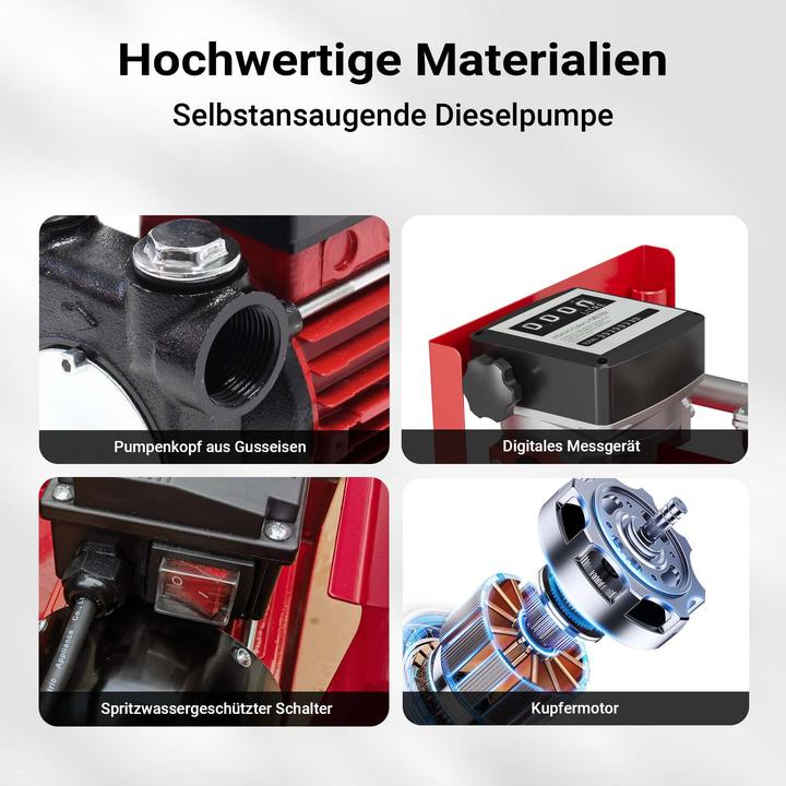 Produktbild Wiltec Heizöl- und Dieselpumpe 230V/600W 40l/min selbstansaugend Pumpe Pistole