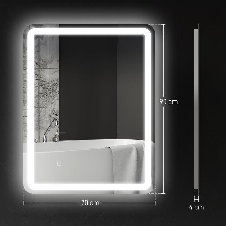 Immagine prodotto Homcom Badspiegel Hartglas Silber (70 x 70 x 90 cm)