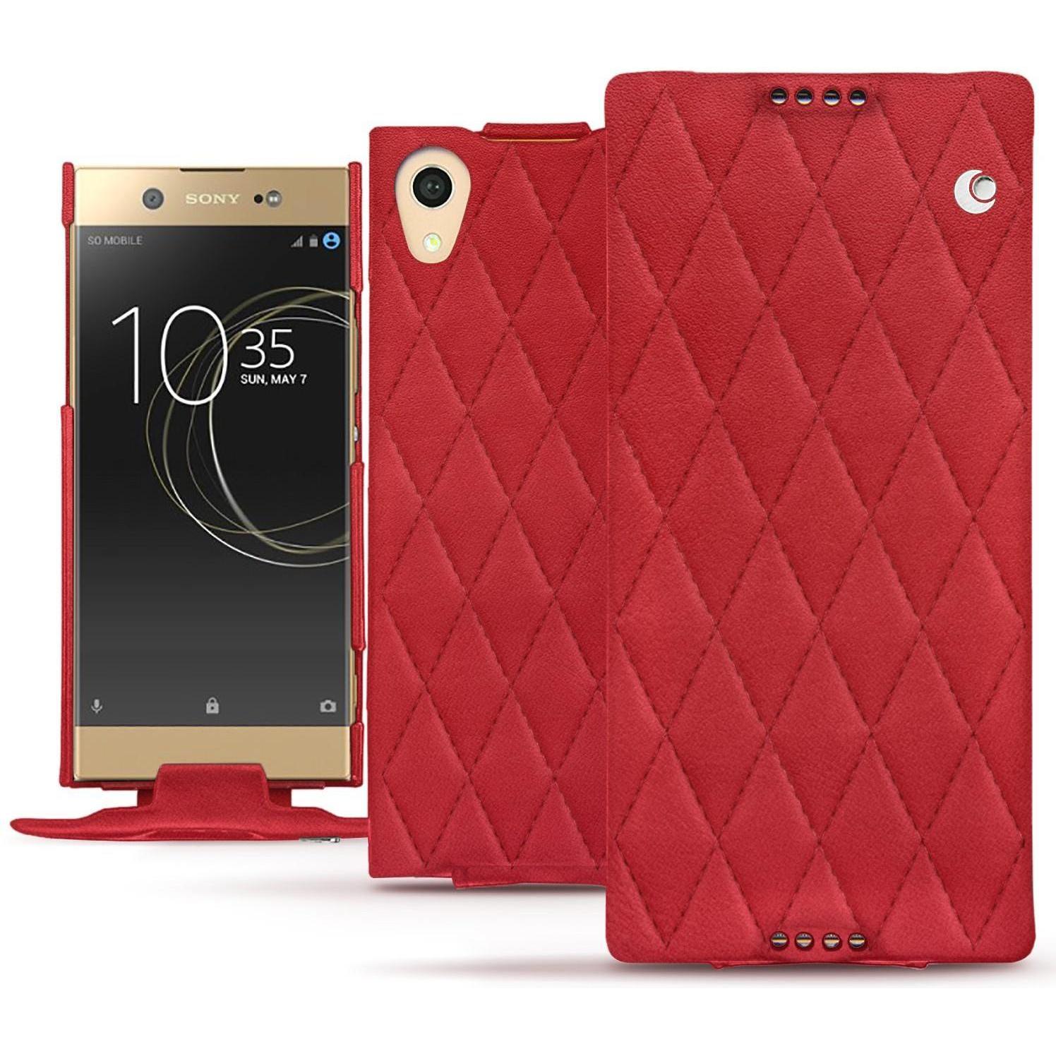 Noreve Lederschutzhülle vertikal (Sony Xperia XA1 Ultra), Smartphone Hülle, Rot