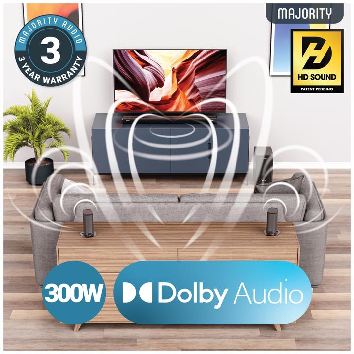 Actual product image Majority Everest 5.1 Dolby Audio Soundbar EU (300 W, 5.1 channels)
