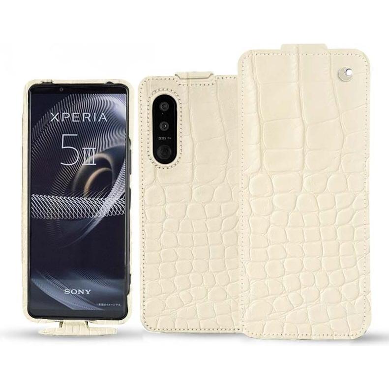 Noreve Lederschutzhülle vertikal (Sony Xperia 5 III), Smartphone Hülle, Beige