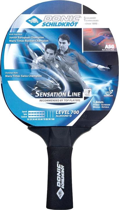 Schildkröt Donic-Schildkröt 734403 - Sensation 700 table tennis bat, ASG Anti Shock Grip, Black, One Size