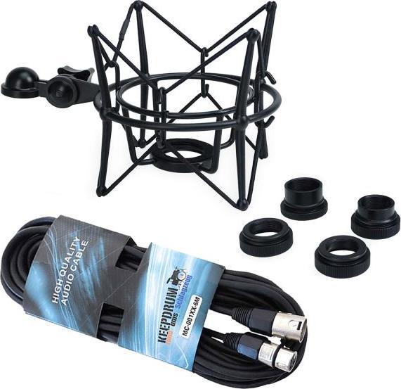 keepdrum Mikrofon-Spinne MS090B Multi-Spinne Schwarz mit Kabel