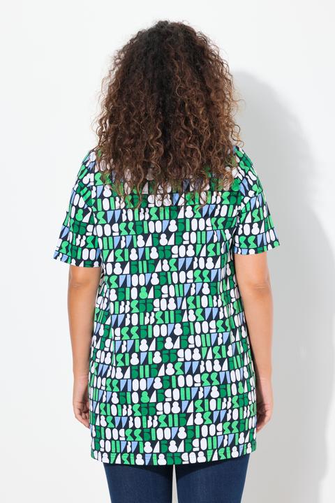Image du produit Ulla Popken T-shirt motif chiffres, col en V et manches courtes, coupe évasée (46, 48)