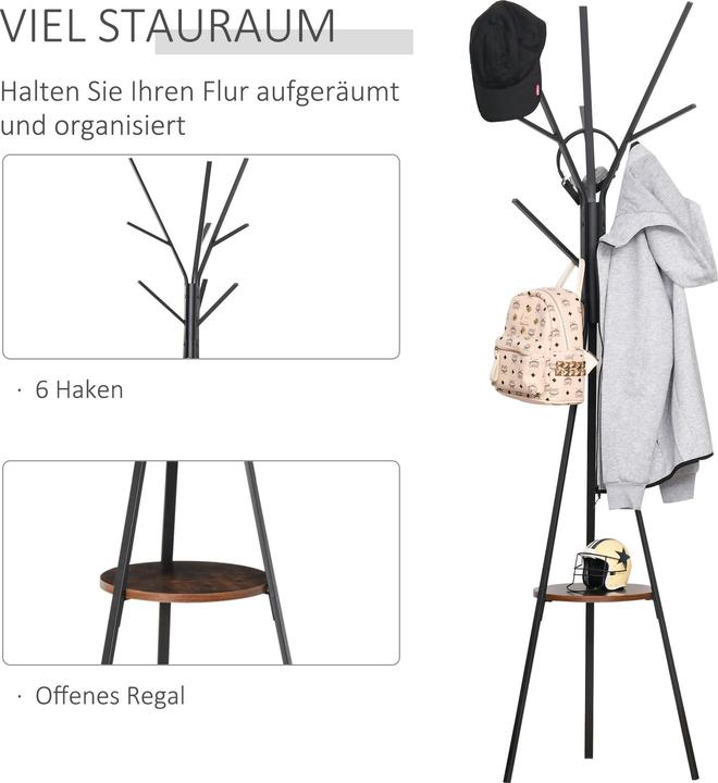 Actual product image Homcom Coat Rack with 8 Hooks