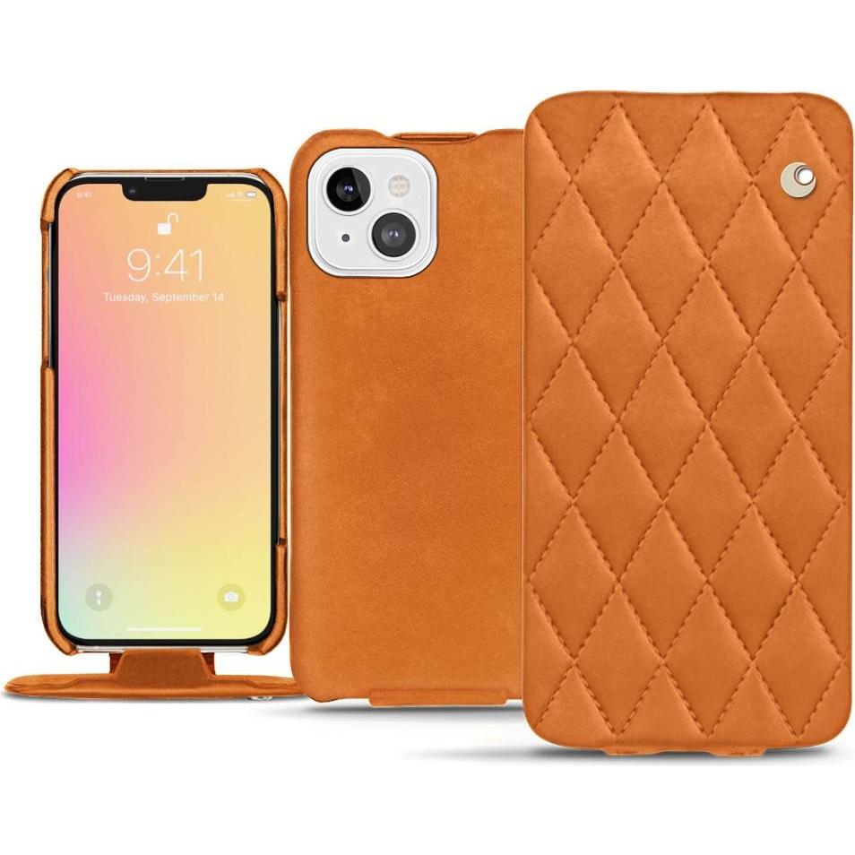 Noreve Lederschutzhülle vertikal (Apple iPhone 13), Smartphone Hülle, Orange
