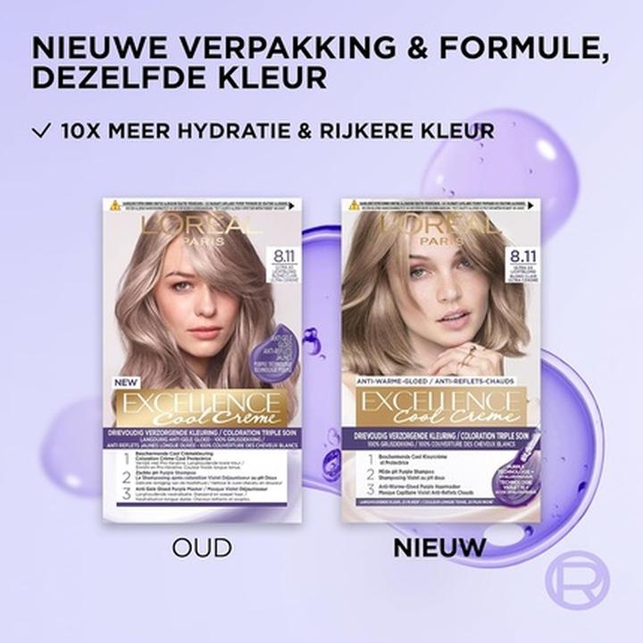 Immagine prodotto L'Oréal Paris Excellence Cool Cream 8.11 Colore per capelli biondo cenere ultra chiaro 1 pezzo biondo cenere (Biondo chiaro cenere)