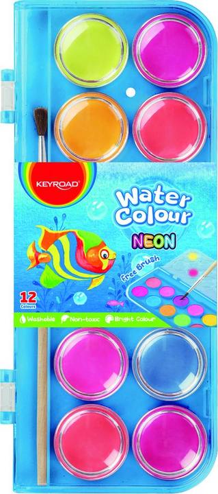 Produktbild Keyroad Aquarellfarben, mit pinsel, 12 neonfarben, anhänger (Neonfarben)